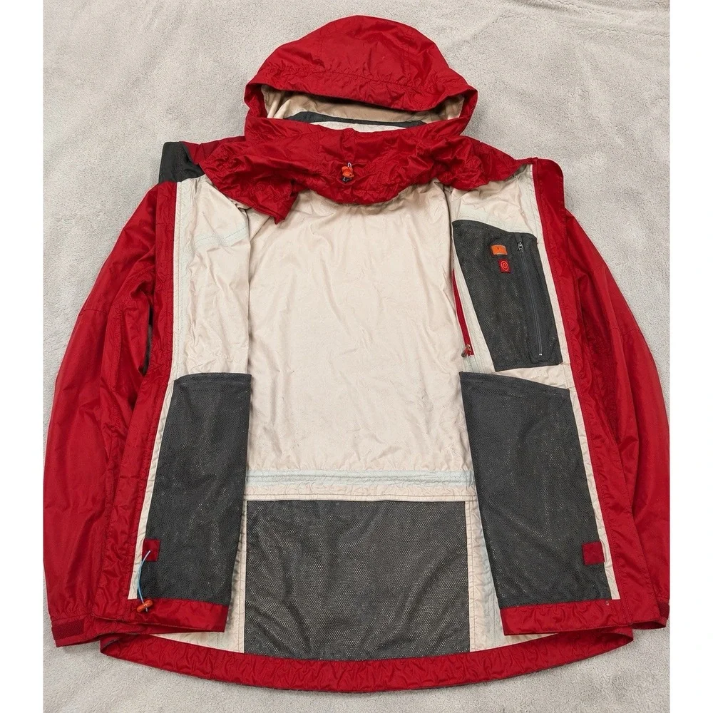 The North Face HyVent Technical Rain Shell Jacket Men's Large Red Hooded YKK